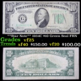 **Star Note** 1934C $10 Green Seal FRN Grades vf+