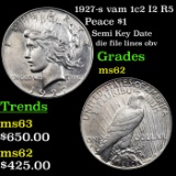 1927-s Peace Dollar vam 1c2 I2 R5 $1 Grades Select Unc