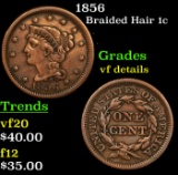 1856 Braided Hair Large Cent 1c Grades vf details