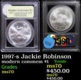 1997-s Jackie Robinson Modern Commem Dollar $1 Graded ms70, Perfection By USCG