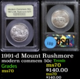 1991-d Mount Rushmore Modern Commem Half Dollar 50c Graded ms70, Perfection BY USCG