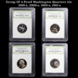 Group Of 4 Proof Washington Quarters 25c 1999-s, 2000-s, 2001-s, 1981-s Graded Gem Proof DCAM By INB