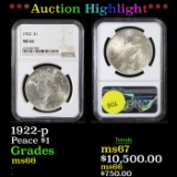 ***Auction Highlight*** NGC 1922-p Peace Dollar 1 Graded ms66 By NGC (fc)