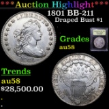 ***Auction Highlight*** 1801 Draped Bust Dollar BB-211 1 Graded Choice AU/BU Slider by USCG (fc)