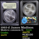 1993-d James Madison Modern commem $1 Graded ms70, Perfection By USCG.