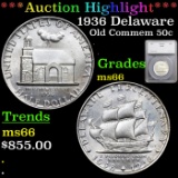 ***Auction Highlight*** 1936 Delaware Old Commem Half Dollar 50c Graded ms66 By SEGS (fc)