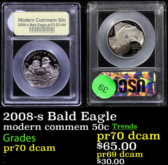 Proof 2008-s Bald Eagle Modern Commem Half Dollar 50c Graded GEM++ Proof Deep Cameo By USCG