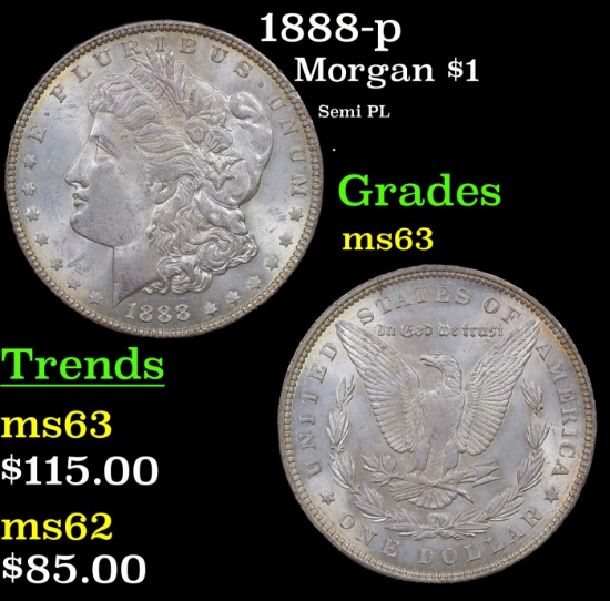 1888-p Morgan Dollar $1 Grades Select Unc