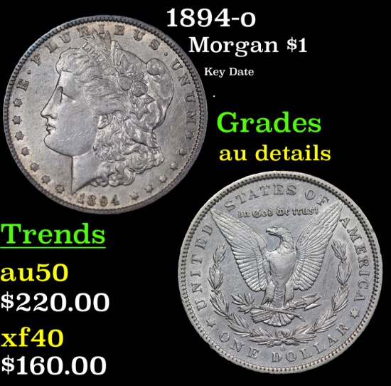 1894-o Morgan Dollar $1 Grades AU Details