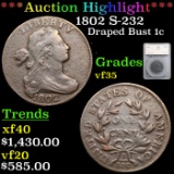 ***Auction Highlight*** 1802 Draped Bust Large Cent S-232 1c Graded vf35 By SEGS (fc)