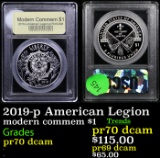 Proof 2019-p American Legion Modern Commem Dollar $1 Graded GEM++ Proof Deep Cameo By USCG