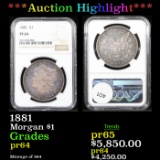 Proof ***Auction Highlight*** 1881 Morgan Dollar 1 Graded pr64 By NGC (fc)
