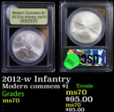 2012-w Infantry Modern Commem Dollar $1 Graded ms70, Perfection By USCG