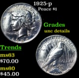 1925-p Peace Dollar $1 Grades Unc Details