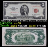 *Star Note* 1953 $2 Red Seal United States Note Grades Choice AU/BU Slider