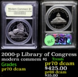Proof 2000-p Library of Congress Modern Commem Dollar $1 Graded GEM++ Proof Deep Cameo By USCG
