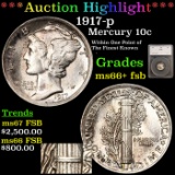 ***Auction Highlight*** 1917-p Mercury Dime 10c Graded ms66+ fsb By SEGS (fc)
