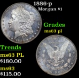 1886-p Morgan Dollar $1 Grades Select Unc PL