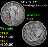 1917-p TY I Standing Liberty Quarter 25c Grades vf+
