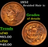 1852 Braided Hair Large Cent 1c Grades xf details