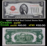 1928D $2 Red Seal United States Note Grades AU, Almost Unc