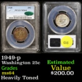 PCGS 1949-p Washington Quarter 25c Graded ms64 By PCGS