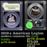 Proof 2019-s American Legion Modern Commem Half Dollar 50c Graded GEM++ Proof Deep Cameo By USCG