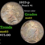 1923-p Peace Dollar $1 Grades Select Unc