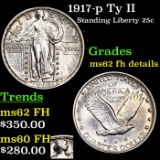 1917-p Ty II Standing Liberty Quarter 25c Grades unc details FH