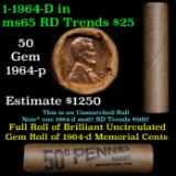 Shotgun Lincoln 1c roll, 1964-d 50 pcs Brandt Wrapper