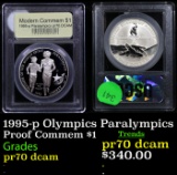 Proof 1995-p Olympics Paralympics Modern Commem Dollar $1 Graded GEM++ Proof Deep Cameo By USCG
