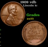 1909 vdb Lincoln Cent 1c Grades Choice AU