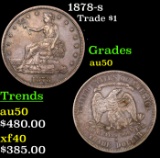 1878-s Trade Dollar $1 Grades AU, Almost Unc