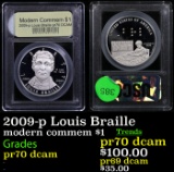 Proof 2009-p Louis Braille Modern Commem Dollar $1 Graded GEM++ Proof Deep Cameo By USCG
