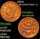 1854 Braided Hair Large Cent 1c Grades AU Details