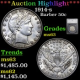 ***Auction Highlight*** 1914-s Barber Half Dollars 50c Graded ms63 By SEGS (fc)
