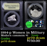 Proof 1994-p Women in Miflitary Modern Commem Dollar $1 Graded GEM++ Proof Deep Cameo By USCG