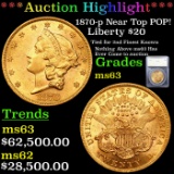 ***Auction Highlight*** 1870-p Gold Liberty Double Eagle Near Top POP! 20 Graded ms63 By SEGS (fc)