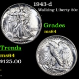 1943-d Walking Liberty Half Dollar 50c Grades Choice Unc