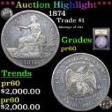 Proof ***Auction Highlight*** 1874 Trade Dollar 1 Graded Proof By USCG (fc)