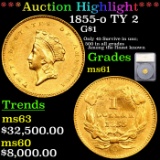***Auction Highlight*** 1855-o Gold Dollar TY 2 1 Graded ms61 By SEGS (fc)