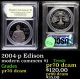 Proof 2004-p Edison Modern Commem Dollar $1 Graded GEM++ Proof Deep Cameo By USCG