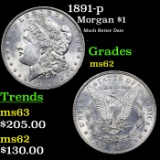 1891-p Morgan Dollar $1 Grades Select Unc