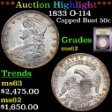 ***Auction Highlight*** 1833 Capped Bust Half Dollar O-114 50c Graded Select Unc By USCG (fc)