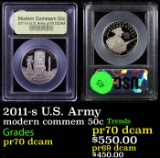 Proof 2011-s U.S. Army Modern Commem Half Dollar 50c Graded GEM++ Proof Deep Cameo By USCG