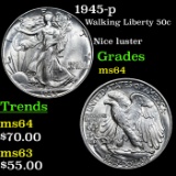 1945-p Walking Liberty Half Dollar 50c Grades Choice Unc
