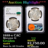 ***Auction Highlight*** NGC 1888-s Morgan Dollar CAC 1 Graded ms64 by NGC (fc)