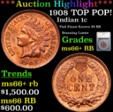 ***Auction Highlight*** 1908 Indian Cent TOP POP! 1c Graded ms66+ RB By SEGS (fc)