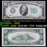 **Star Note** 1934C $10 Federal Reserve Note  Boston, MA Grades vf+