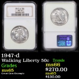 1947-d Walking Liberty Half Dollar 50c  Graded ms65 By NGC
